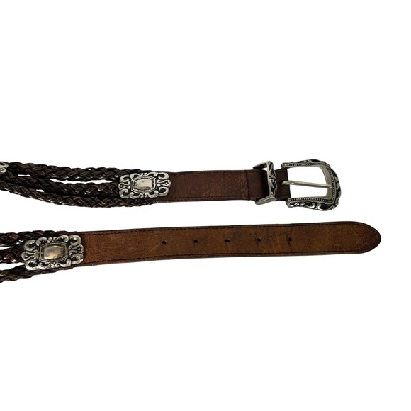 Vintage Brown Woven Strand Leather w Solid Brass Buckle  Size S - Picture 6 of 11